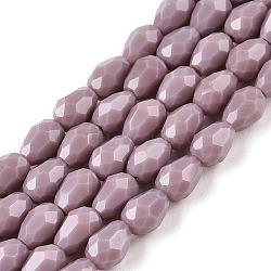 Opaque Solid Color Beads Strands, Faceted, Teardrop, Rosy Brown, 6x4mm, Hole: 0.9mm, about 65~67pcs/strand, 15.35~16.14 inch(39~41cm)(EGLA-N013-P4mm-D09)