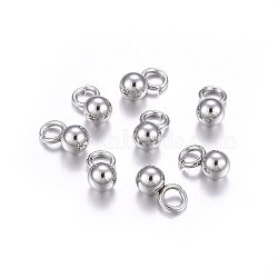 304 Stainless Steel Sphere Charms, Round Ball, Stainless Steel Color, 5.5x3mm, Hole: 1.8mm(X-STAS-O107-04P-B)