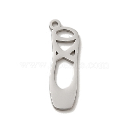 Non-Tarnish 304 Stainless Steel Pendants, Laser Cut, Ballet Shoes Charm, Stainless Steel Color, 25x8x1mm, Hole: 1.5mm(STAS-O005-16P)