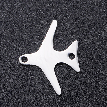 201 Stainless Steel Links connectors, Laser Cut, Plane, Stainless Steel Color, 18x14x1mm, Hole: 1.5mm