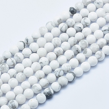 Natural Howlite Beads Strands, Round, 4mm, Hole: 1mm, about 86pcs/strand, 15 inch(38cm)