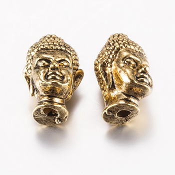 Tibetan Style Alloy Beads, Buddha Head, Antique Golden, 13x9x8.5mm, Hole: 1.5mm