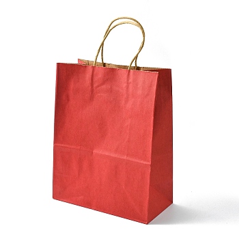 Kraft Paper Bag with Handle, Dark Red, 21x11x27cm
