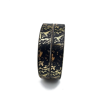 44M Gold Stamping Marble Print Polyester Ribbons, Garment Accessories, Black, 3/4 inch(20mm), about 48.12 Yards(44m)/Roll
