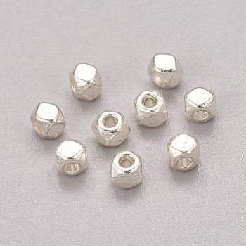 Alloy Spacer Beads, Screw Nut, Cadmium Free & Nickel Free & Lead Free, Silver Color Plated, 3x2.5mm, Hole: 1mm