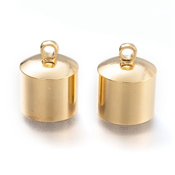 Brass Cord Ends, Long-Lasting Plated, Real 24K Gold Plated, 14x11mm, Hole: 1.8mm, Inner Diameter: 10mm