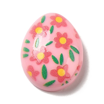 Easter Cartoon Opaque Resin Cabochons, Easter Egg, Pink, 24.5x19x8.5mm