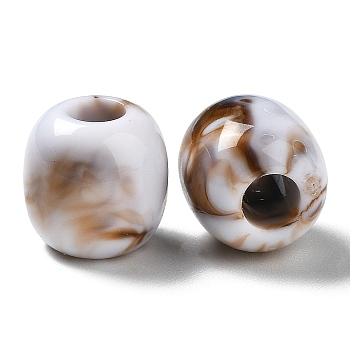 Imitation Gemstone Opaque Acrylic Beads, Large Hole Beads, Barrel, White, 12x12mm, Hole: 5mm, about: 480pcs/500g