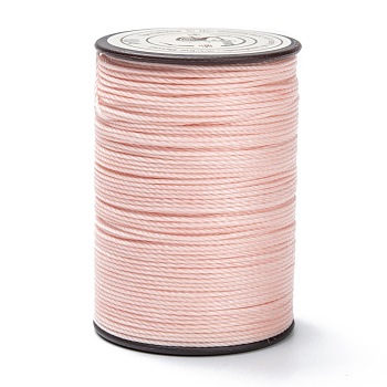 Round Waxed Polyester Thread String, Micro Macrame Cord, Twisted Cord, for Leather Sewing Stitching, Pink, 0.65mm, about 87.48 yards(80m)/roll