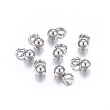 304 Stainless Steel Sphere Charms, Round Ball, Stainless Steel Color, 5.5x3mm, Hole: 1.8mm