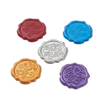CRASPIRE Adhesive Wax Seal Stickers, For Envelope Seal, Word Miss You & Good Luck & Thank You & For You & Love, Mixed Color, 30.8x30.8x2.2mm, 25pcs/set