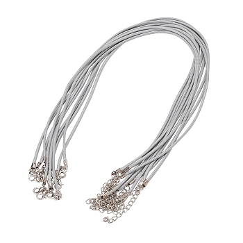Waxed Cord Necklace Making, with Zinc Alloy Lobster Clasps, Platinum, Light Grey, 17.8 inch~18 inch(45.5~46cm), 2mm