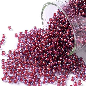 TOHO Round Seed Beads, Japanese Seed Beads, (304) Inside Color Light Sapphire/Hyacinth Lined, 11/0, 2.2mm, Hole: 0.8mm, about 1110pcs/bottle, 10g/bottle