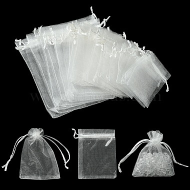 30pcs 4 styles sacs rectangulaires en organza pochettes de rangement de bijoux faveur de mariage fête maille cordon cadeau(OP-FS0001-01C)-6