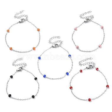 Mixed Color Rondelle 304 Stainless Steel Bracelets