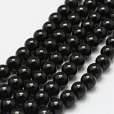 8mm Black Round Natural Agate Beads