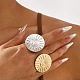 Big Flat Round with Sun Alloy Open Cuff Rings for Women(RJEW-U006-04G)-1