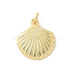Brass Pendants, Shell Shape, Rack Plating, Cadmium Free & Lead Free, Long-Lasting Plated, with Jump Ring, Real 18K Gold Plated, 23x17x2.5mm, Hole: 3mm(X-KK-P294-13G)