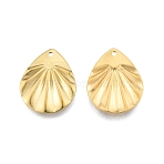 Ion Plating(IP) 201 Stainless Steel Pendant, Textured Charms, Teardrop, Real 18K Gold Plated, 22x17x1mm, Hole: 1.2mm(STAS-B027-05G)