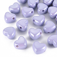 Opaque Acrylic European Beads, Large Hole Beads, Pearlized, Heart, Medium Purple, 19.5x21.5x14.5mm, Hole: 4mm(MACR-S372-03B-47)