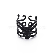 Men's Alloy Cuff Finger Rings, Open Rings, Cadmium Free & Lead Free, Spider, Electrophoresis Black, US Size 9(18.9mm)(RJEW-N029-053)