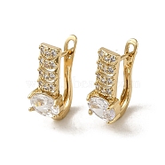 Brass Hoop Earrings, with Glass, Light Gold, 19.5x8mm(EJEW-L271-13KCG-08)