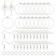 DIY Big Circle Drop Earrings Making Kit, Including 304 Stainless Steel Pendants & Earring Hooks & Jump Rings, Stainless Steel Color, 150Pcs/box(DIY-UN0004-07)