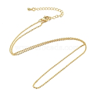 Brass Cable Chain Necklaces Making, with Lobster Claw Clasps, Long-Lasting Plated, Golden, 17.71 inch(45cm), 1.2mm(MAK-L025-05G)