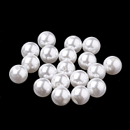 ABS Plastic Imitation Pearl Beads, Half Drilled Beads, Round, White, 10mm, Half Hole: 1.6mm, about 1000pcs/bag(OACR-R067-10mm-01)