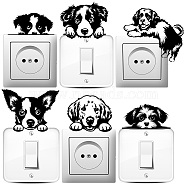 6Pcs Plant PVC Plastic Waterproof Self-adhesive Stickers Set, Light Switch Decals for Wall Decoration, Dog, 180x180mm(DIY-WH0692-007)