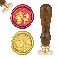DIY Wood Wax Seal Stamp, Ice Cream Pattern, 83x22mm, Head: 7.5mm, Stamps: 25x14.5mm(AJEW-WH0131-277)