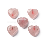 Natural Rose Quartz Beads, Half Drilled, Heart, 12x12x3.5~4.5mm, Hole: 1mm(G-Z066-02)