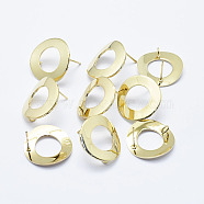 Brass Stud Earring Findings, with Loop, Long-Lasting Plated, Real 18K Gold Plated, Nickel Free, Ring, 18mm, Hole: 2.5mm, Pin: 0.5mm(KK-G331-23G-NF)
