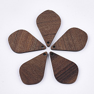 Wood Pendants, Teardrop, Saddle Brown, 28x18x2.5~3mm, Hole: 1.6mm(X-WOOD-S054-24)