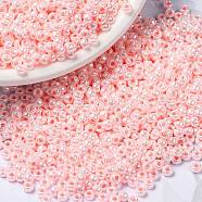 MIYUKI Round Rocailles Beads, Japanese Seed Beads, 8/0, (RR427) Opaque Light Pink Luster, 8/0, 3mm, Hole: 1mm, about 2111~2277pcs/50g(SEED-X0055-RR0427)