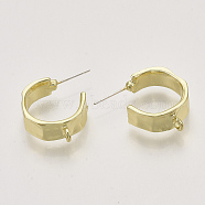 Alloy Stud Earring Findings, Half Hoop Earrings, with Loop, Light Gold, 22x7mm, Hole: 2mm, Pin: 0.6mm(X-PALLOY-S121-243)