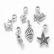 Mixed Ocean Theme Tibetan Style Alloy Large Hole European Dangle Charms, Antique Silver, 26~37mm, Hole: 5mm, 6pcs/set(PALLOY-JF00046)