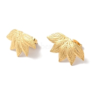 Textured Leaf Ion Plating(IP) 304 Stainless Steel Stud Earrings for Women, Golden, 14x25mm(EJEW-L287-033G)