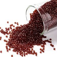 TOHO Round Seed Beads, Japanese Seed Beads, (5D) Transparent Garnet, 15/0, 1.5mm, Hole: 0.7mm, about 3000pcs/10g(X-SEED-TR15-0005D)