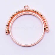 Alloy Open Back Bezel Pendants, Rotatable Pendants, For DIY UV Resin, Epoxy Resin, Pressed Flower Jewelry, Lead Free & Cadmium Free, Flat Round, Rose Gold, 33.5x34x4mm, Hole: 1.8mm(PALLOY-WH0071-60RG-RS)