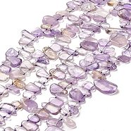Natural Amethyst Beads Strands, Top Drilled, Nuggets, 8~22x5~15.5x1.5~6mm, Hole: 0.9mm, about 50pcs/strand, 15.94''~16.14''(40.5~41cm)(G-M408-E01)