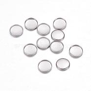 304 Stainless Steel Plain Edge Bezel Cups, Cabochon Settings, Flat Round, Stainless Steel Color, Tray: 6mm, 7.7x1mm(STAS-F117-49P)