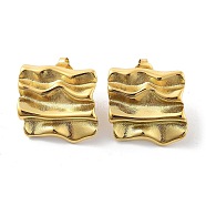 304 Stainless Steel Stud Earrings, Twist Square, Real 14K Gold Plated, 21x22.5mm(EJEW-P258-21G)