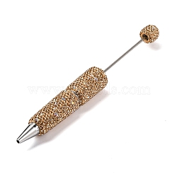 Iron Beadable Pen, Ball-Point Pen, with Polymer Clay Rhinestone, for DIY Personalized Pen with Jewelry Beads, Lt.Col.Topaz, 145x15mm(AJEW-K049-02H)