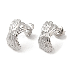 304 Stainless Steel Stud Earrings, Criss Cross, Stainless Steel Color, 15.5x10mm(EJEW-Z022-27P)