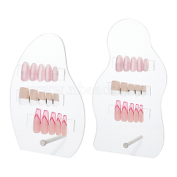 Elite 2 Sets 2 Style Acrylic Nail Art Display Board, for False Nails Tips Show Stand, Clear, finished product: 62~65x106~115x145~195mm, 1 set/style(ODIS-PH0001-37)