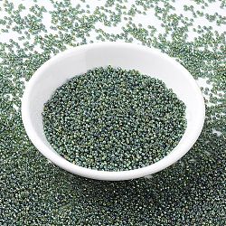 MIYUKI Round Rocailles Beads, Japanese Seed Beads, (RR1026) Silverlined Olive AB, 11/0, 2x1.3mm, Hole: 0.8mm, about 5500pcs/50g(SEED-X0054-RR1026)