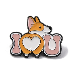 Creative Cartoon Cute Corgi Dog I Love You Zinc Alloy Brooches,Enamel Pins for Clothes Backpack, Dog, 24.5x31mm(JEWB-U001-01I)