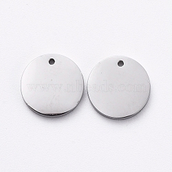 304 Stainless Steel Stamping Blank Tag Charms, Manual Polishing, Flat Round, Stainless Steel Color, 8x1mm, Hole: 0.7mm(X1-STAS-G215-11P)