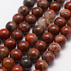 Natural Brecciated Jasper Beads Strands, Round, 8mm, Hole: 1.2mm, 48pcs/strand, 15.7 inch(X-G-N0182-01-8mm)